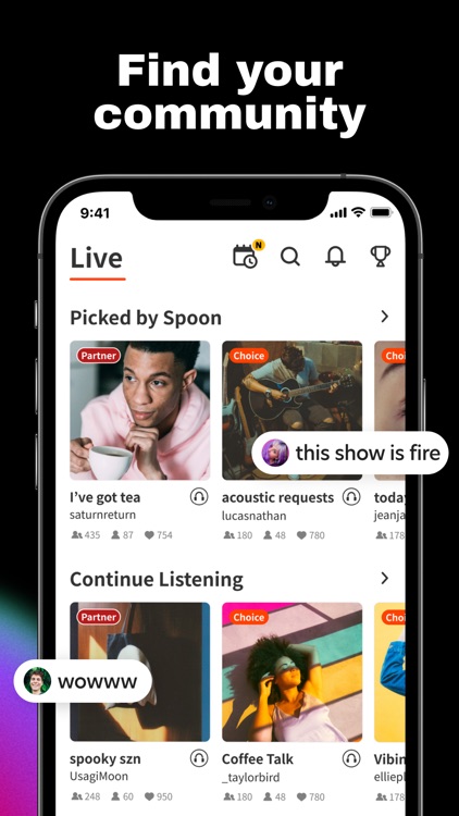 Spoon: Livestream chat & music