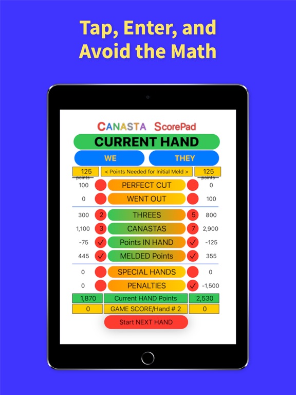 Canasta ScorePad screenshot 2