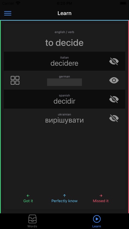 Polylang study word flashcards