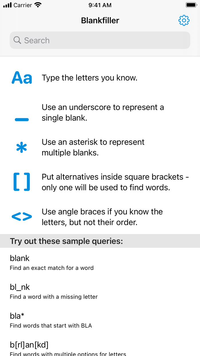 Blankfiller Word Search Tool