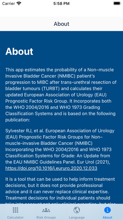 EAU NMIBC Risk Calculator screenshot-7