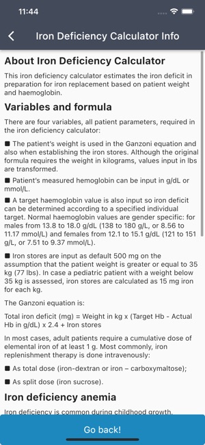 ganzoni iron deficit