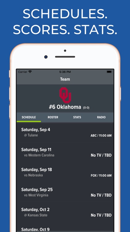 Oklahoma Football Schedules screenshot-0