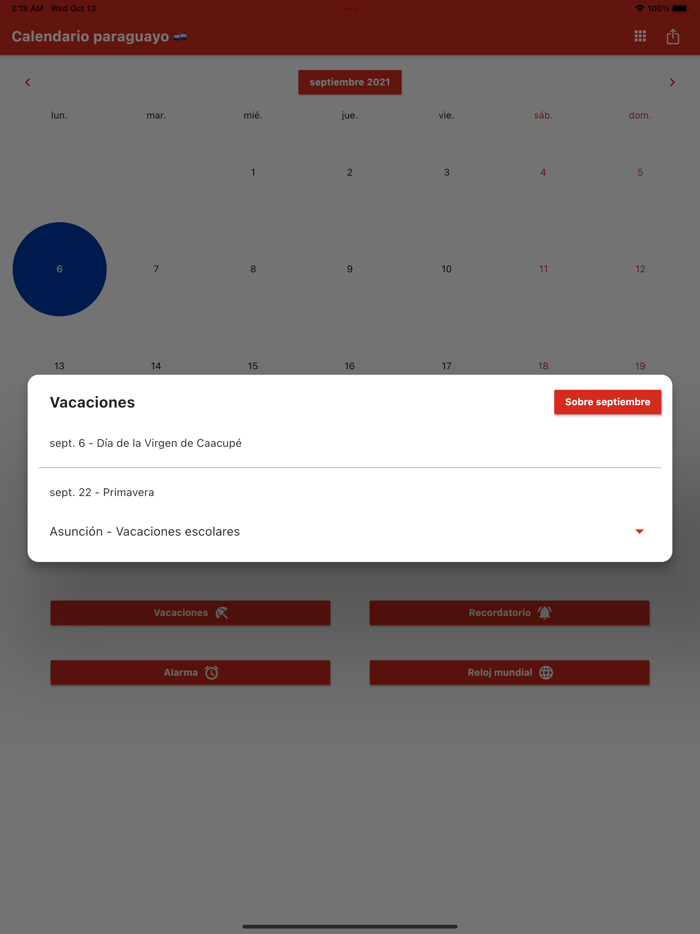 Calendario Paraguayo 2022
