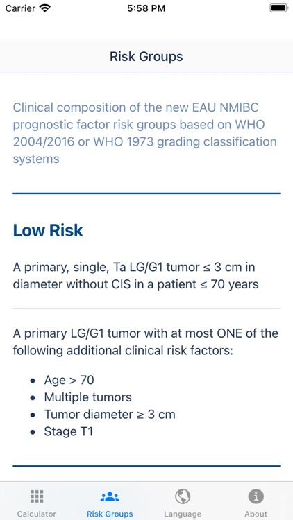 EAU NMIBC Risk Calculator screenshot-5