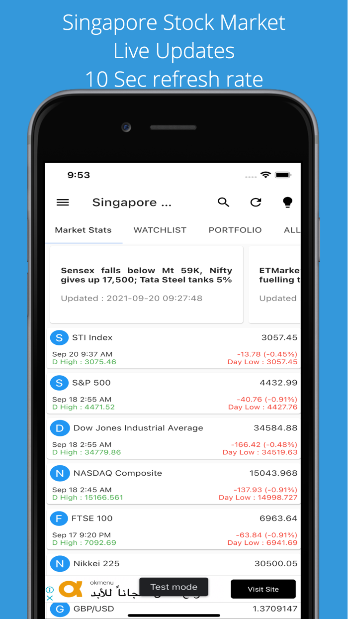 Singapore Stock Market Live