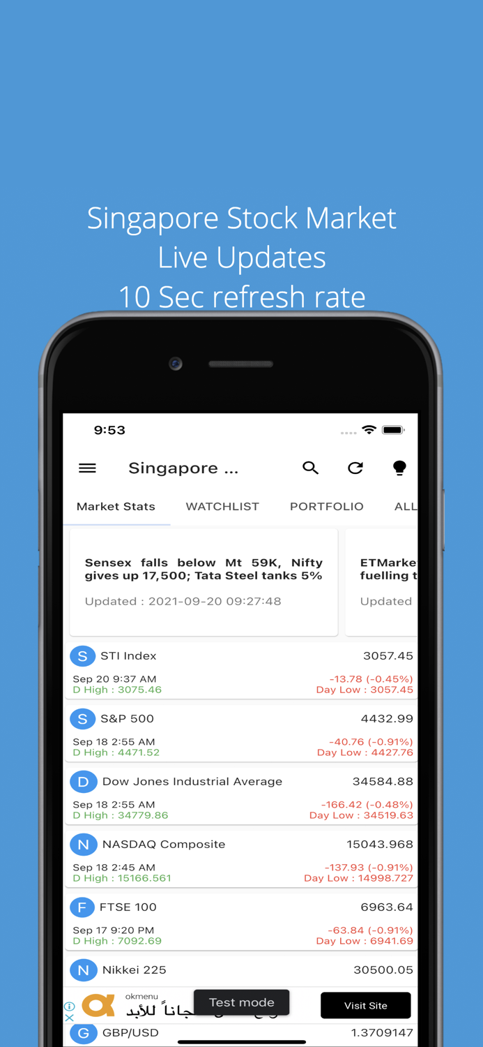 Singapore Stock Market Live