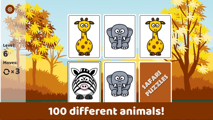 Memory match animals game kids