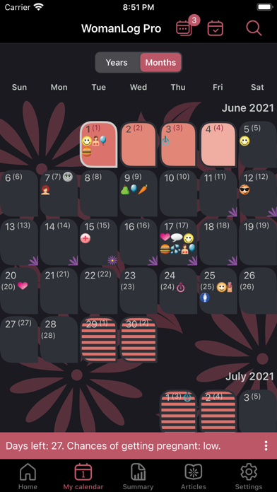 WomanLog Pro Calendar Screenshots