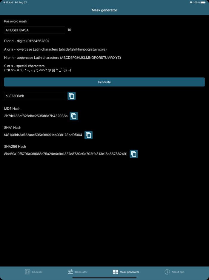 Password checker, generator
