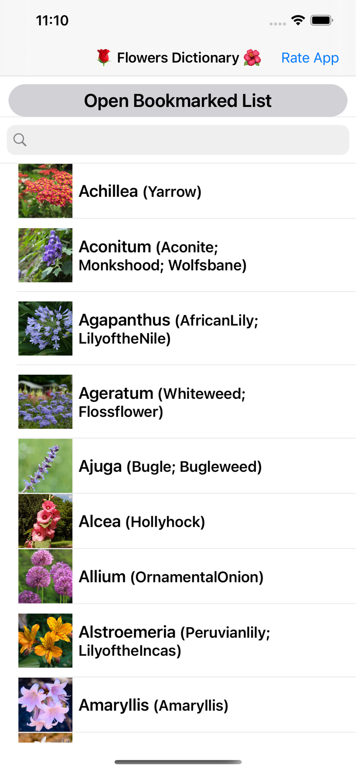 Flowers Dictionary with Images