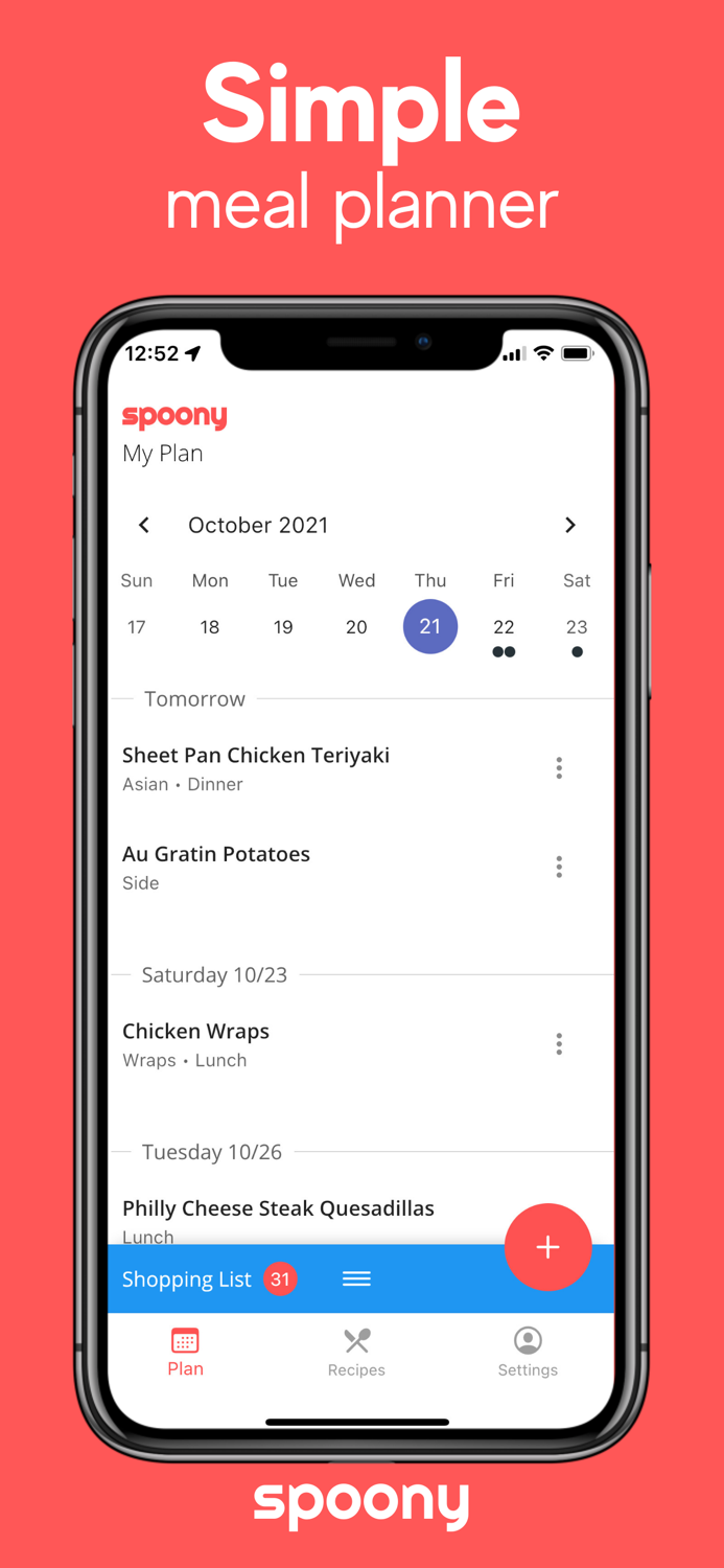 Spoony Simple Meal Planner