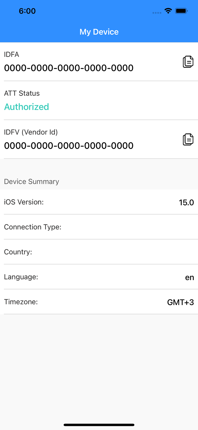 My Device - IDFA, IDFV