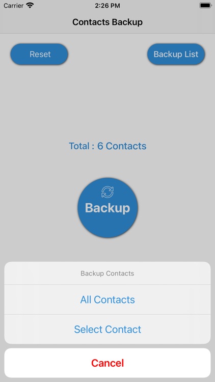 Contact Backup - Share, Delete