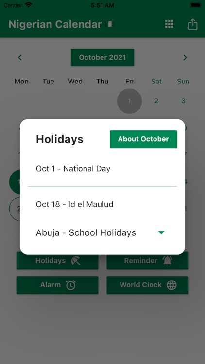 Nigerian Calendar 2022