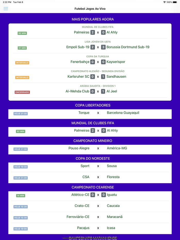 Futebol Jogos Ao Vivo