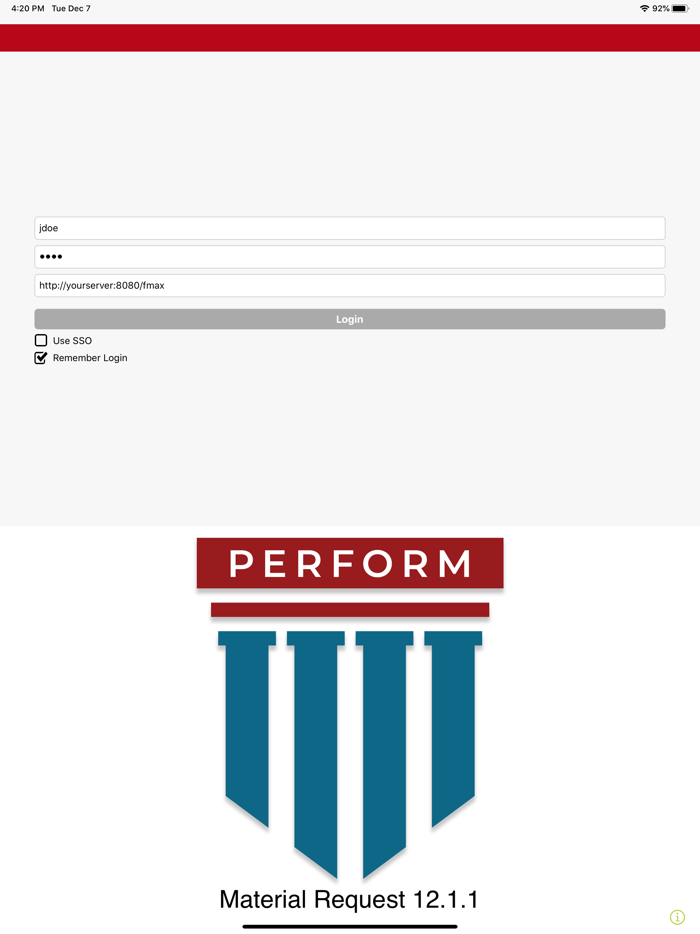 Perform 12.1 Material Request