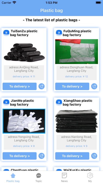 Delivery plastic bags