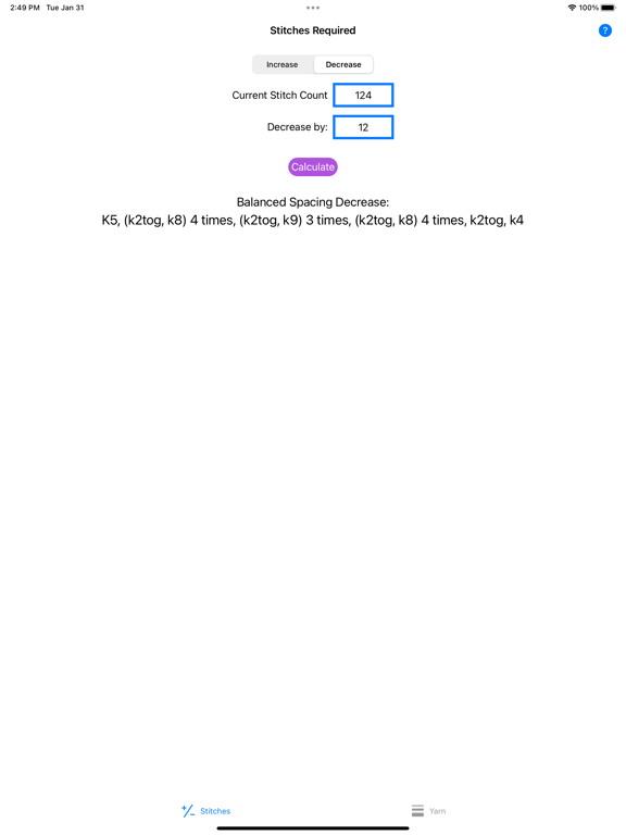 Knitting Stitch Calculator screenshot 2