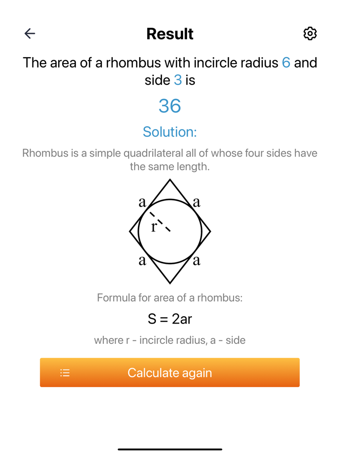 Area of a rhombus