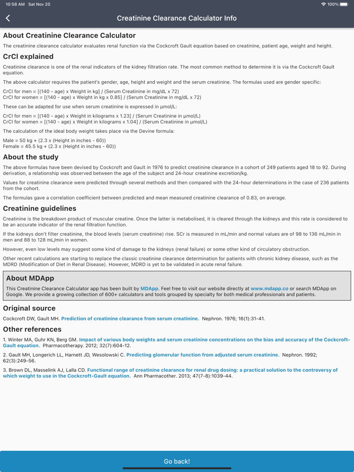 Creatinine Clearance Calc
