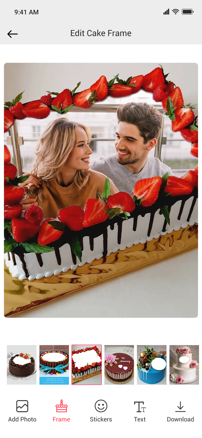 Photo on Cake Pics Editor App