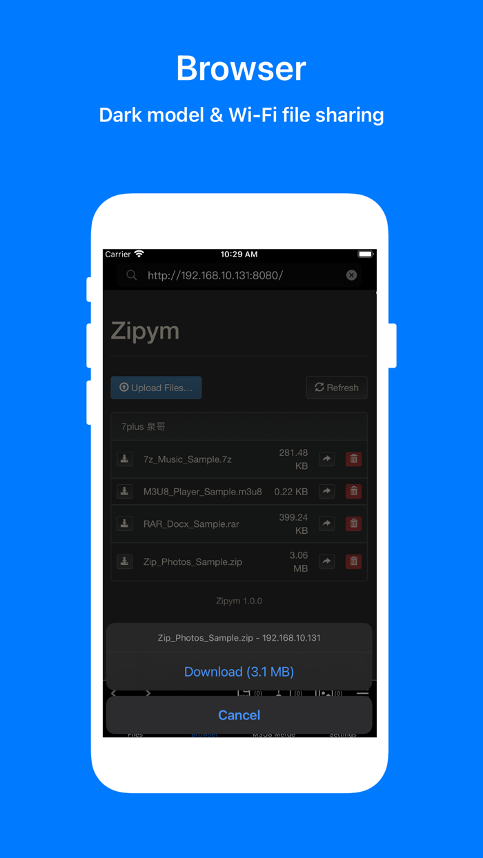 Zipym File Manager Browser