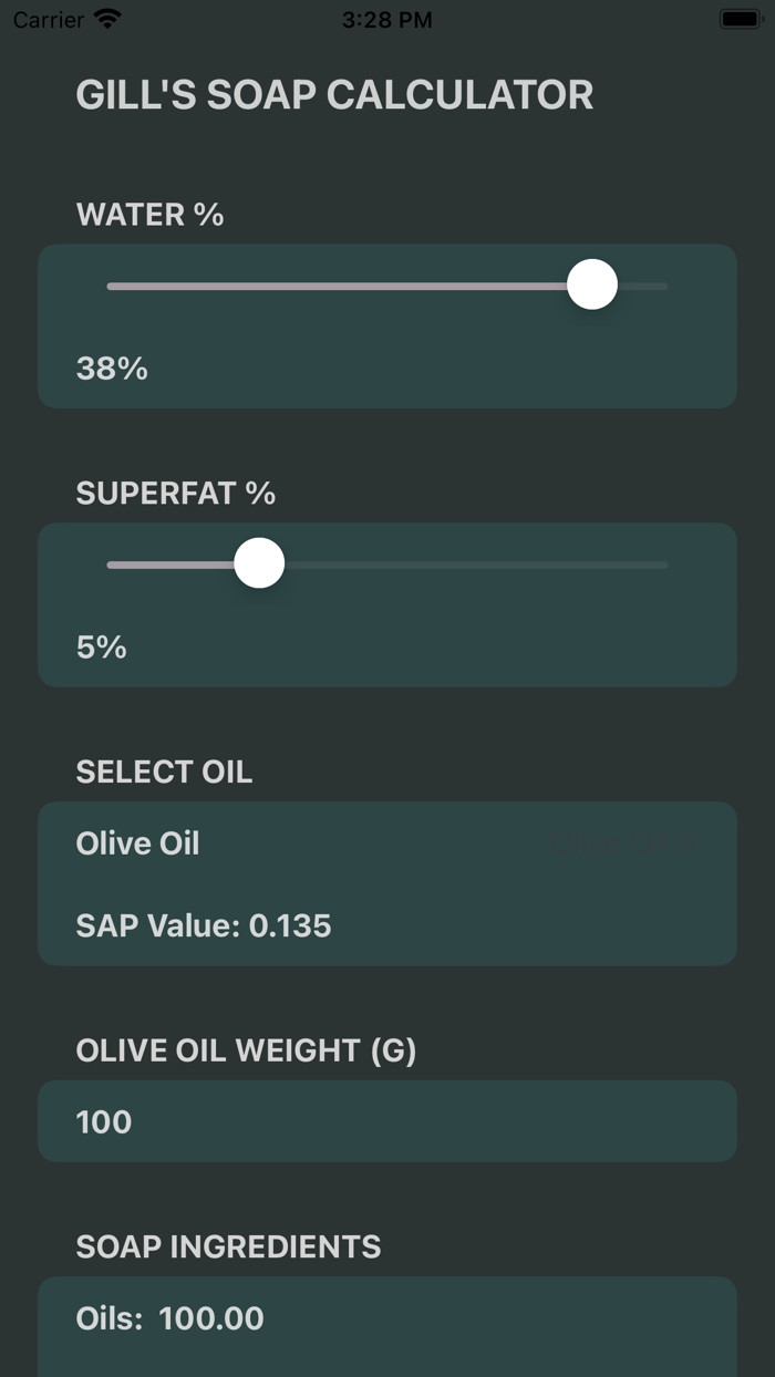 Gills Soap Calculator