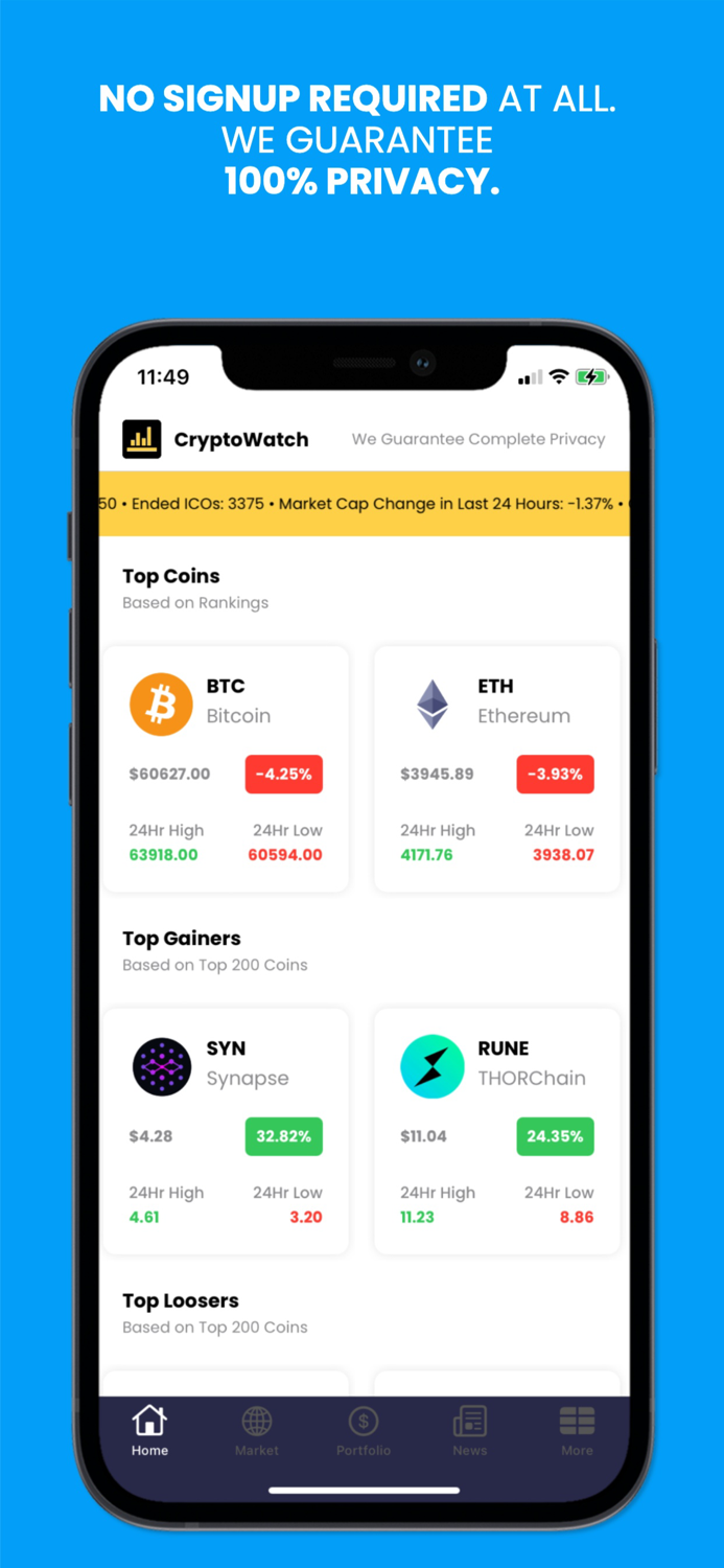 CryptoWatch  News  Portfolio