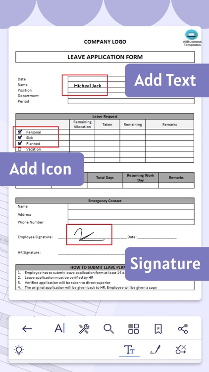 Form Filler - Fill on document