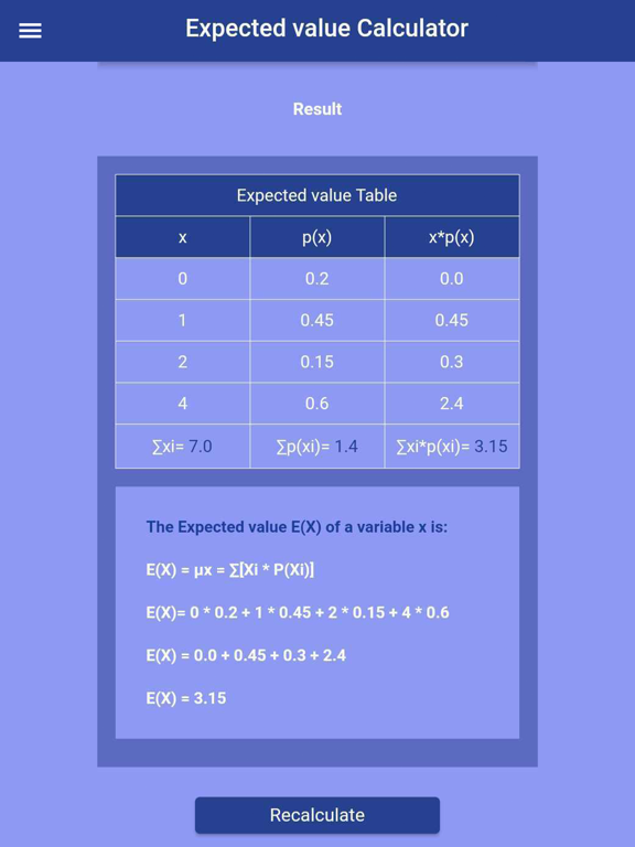 Expected Value Calculator screenshot 2