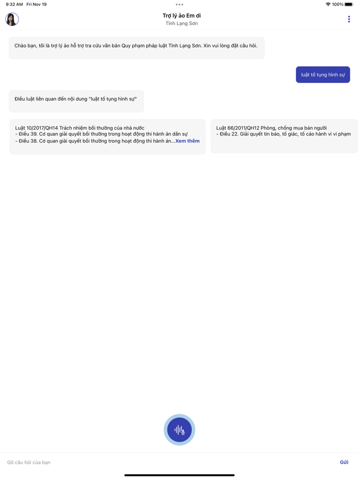 Trợ lý ảo - Tỉnh Lạng Sơn