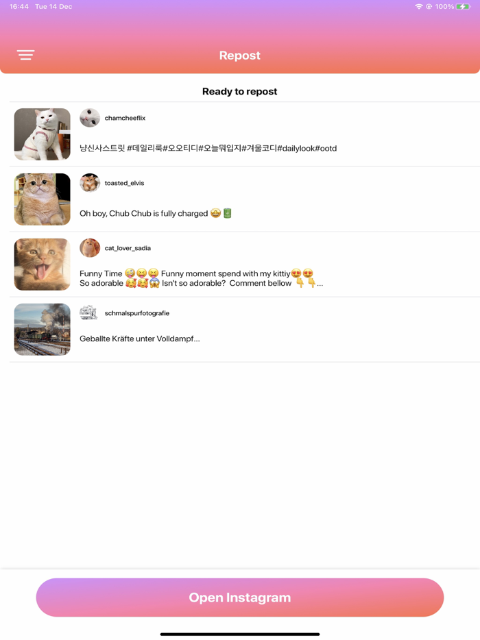 Repost for Instagram Profile