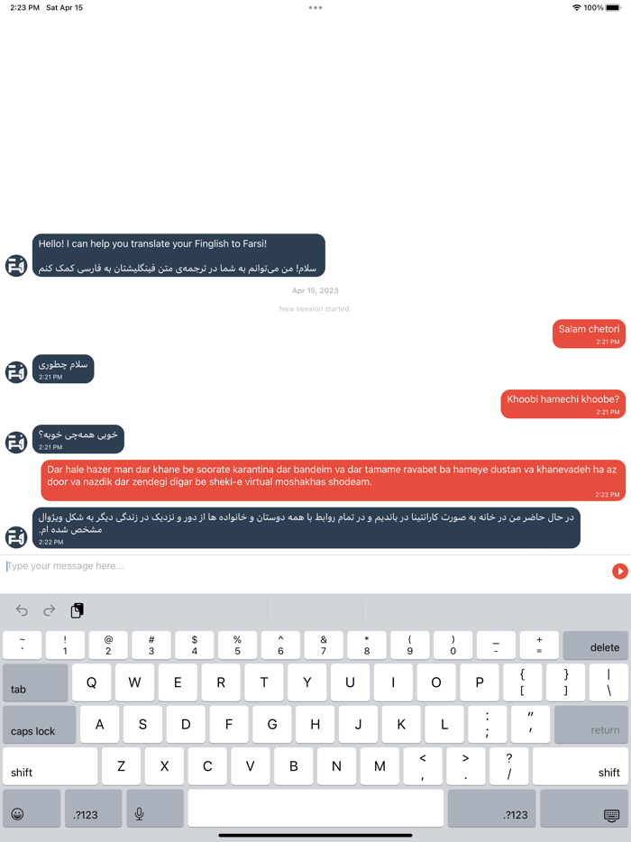 Finglish - English to Farsi