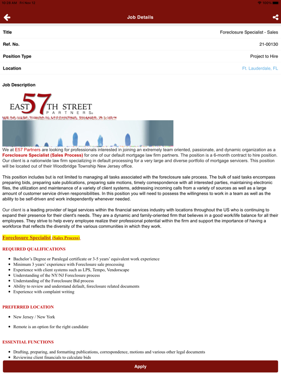 E57 Partners Career Portal screenshot 3