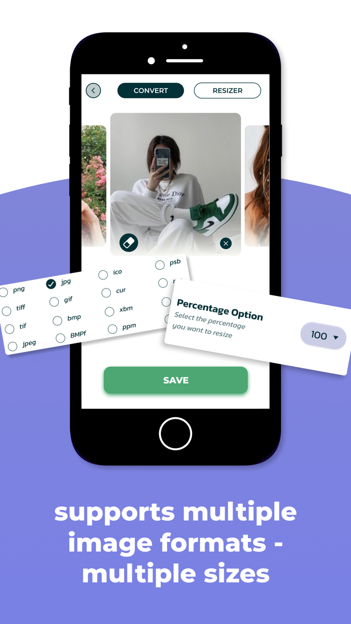 Convert photo to JPG, GIF, PDF