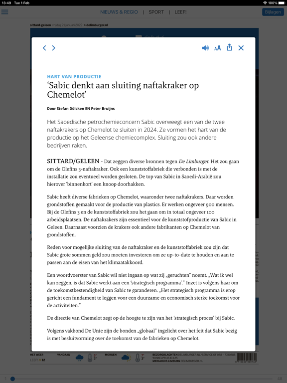 De Limburger Krant iPad app afbeelding 4