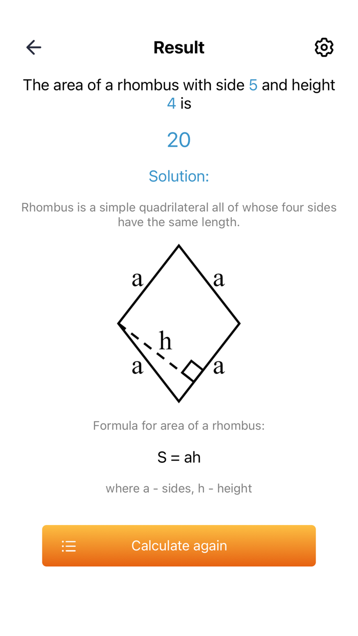 Area of a rhombus