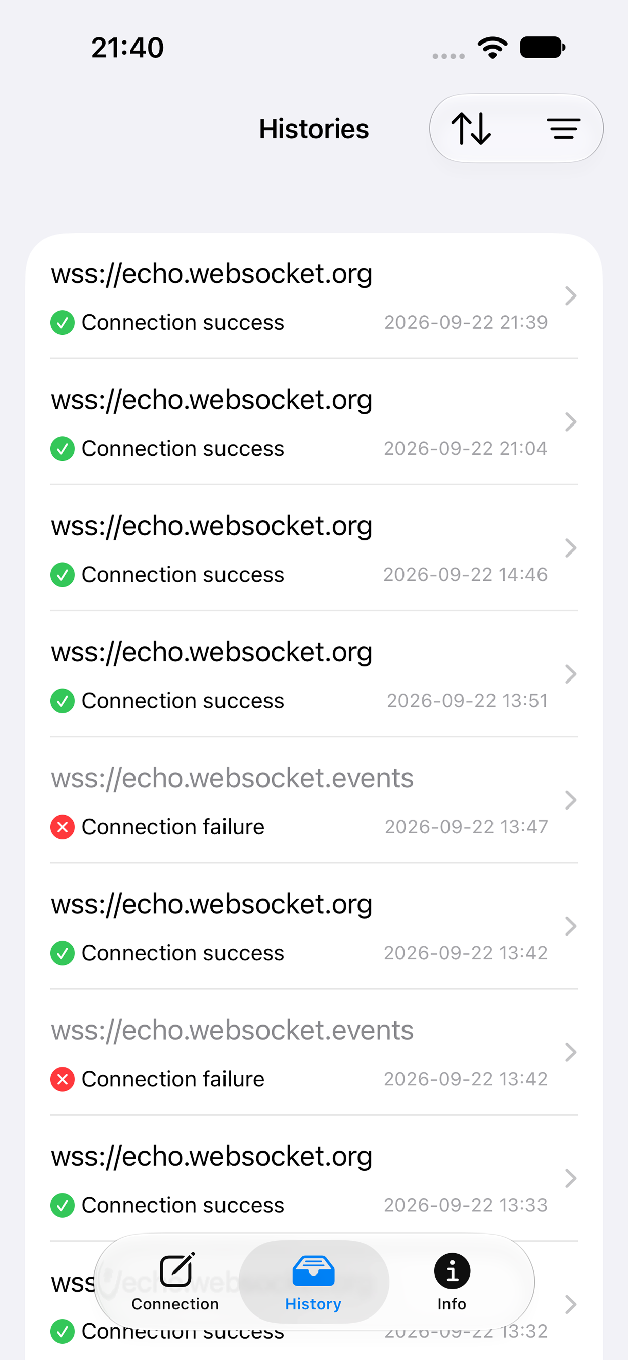 WebSocketClient iPhone screenshot 3