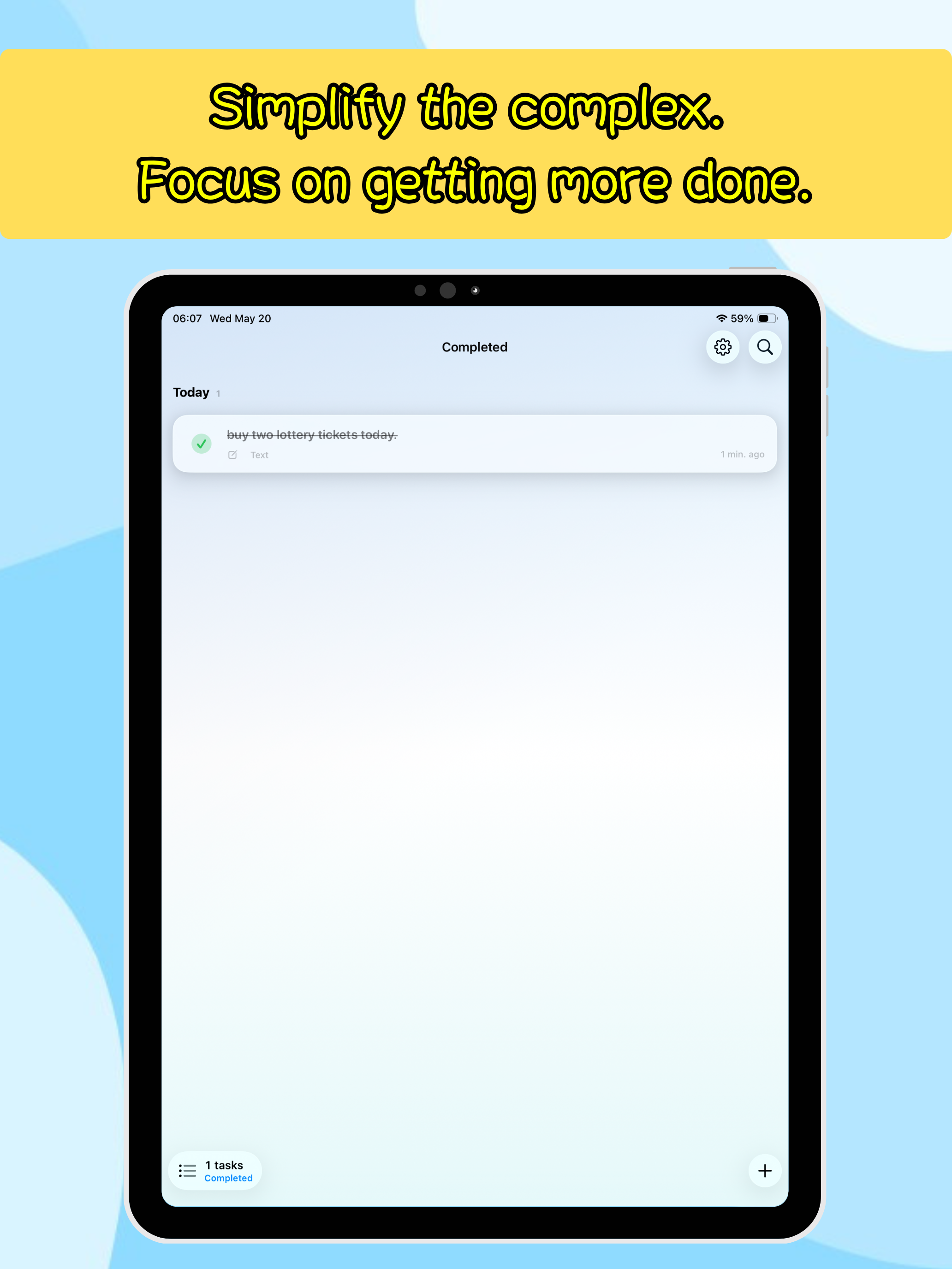 Real Todo iPad screenshot showing Create tasks from typed notes, voice dictation, or photos with OCR-assisted text extraction