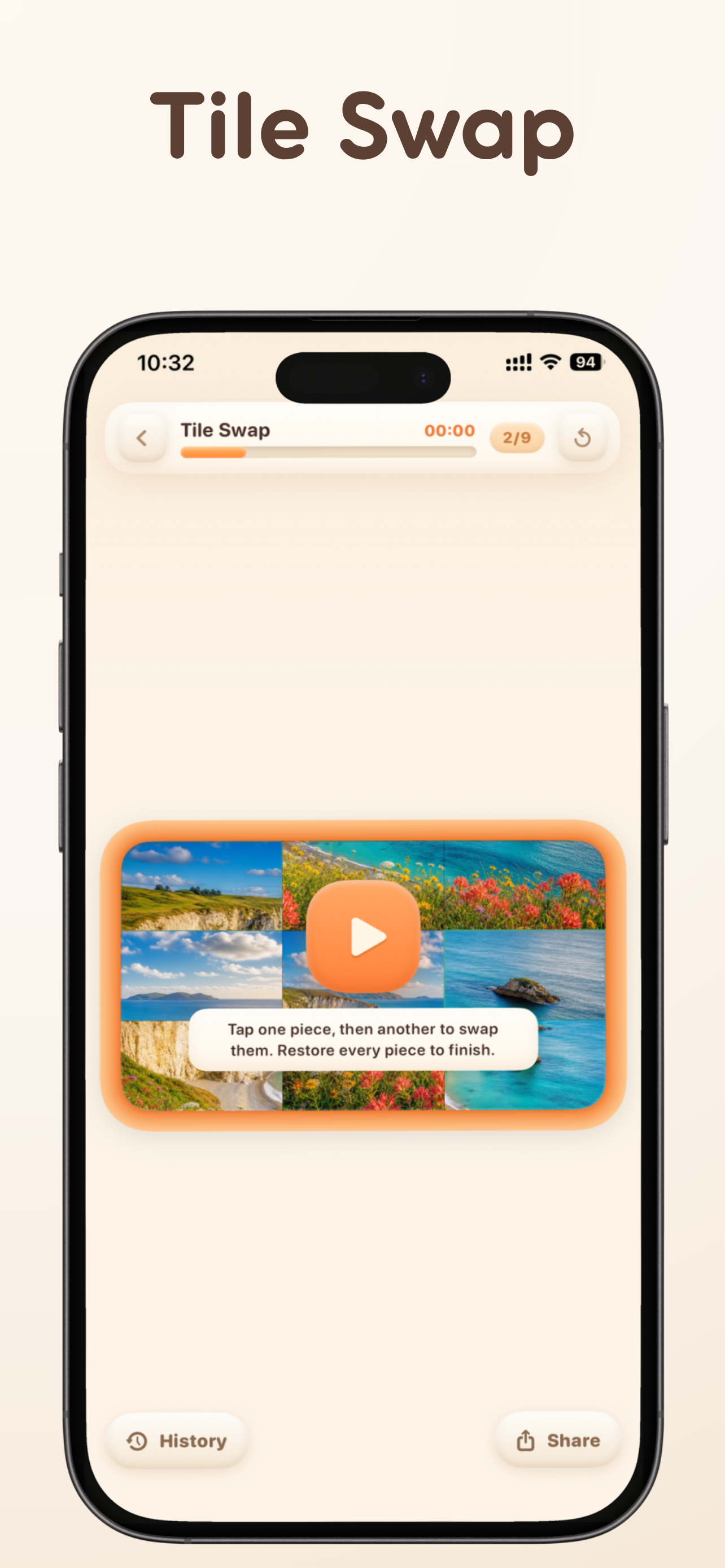 PuzzleWall iPhone screenshot showing Keep sharing through face-to-face transfer, puzzle files, iCloud, or a browser link that lasts about one hour; core play has no ads, and an in-app PuzzleWall Pro upgrade unlocks more modes and customization