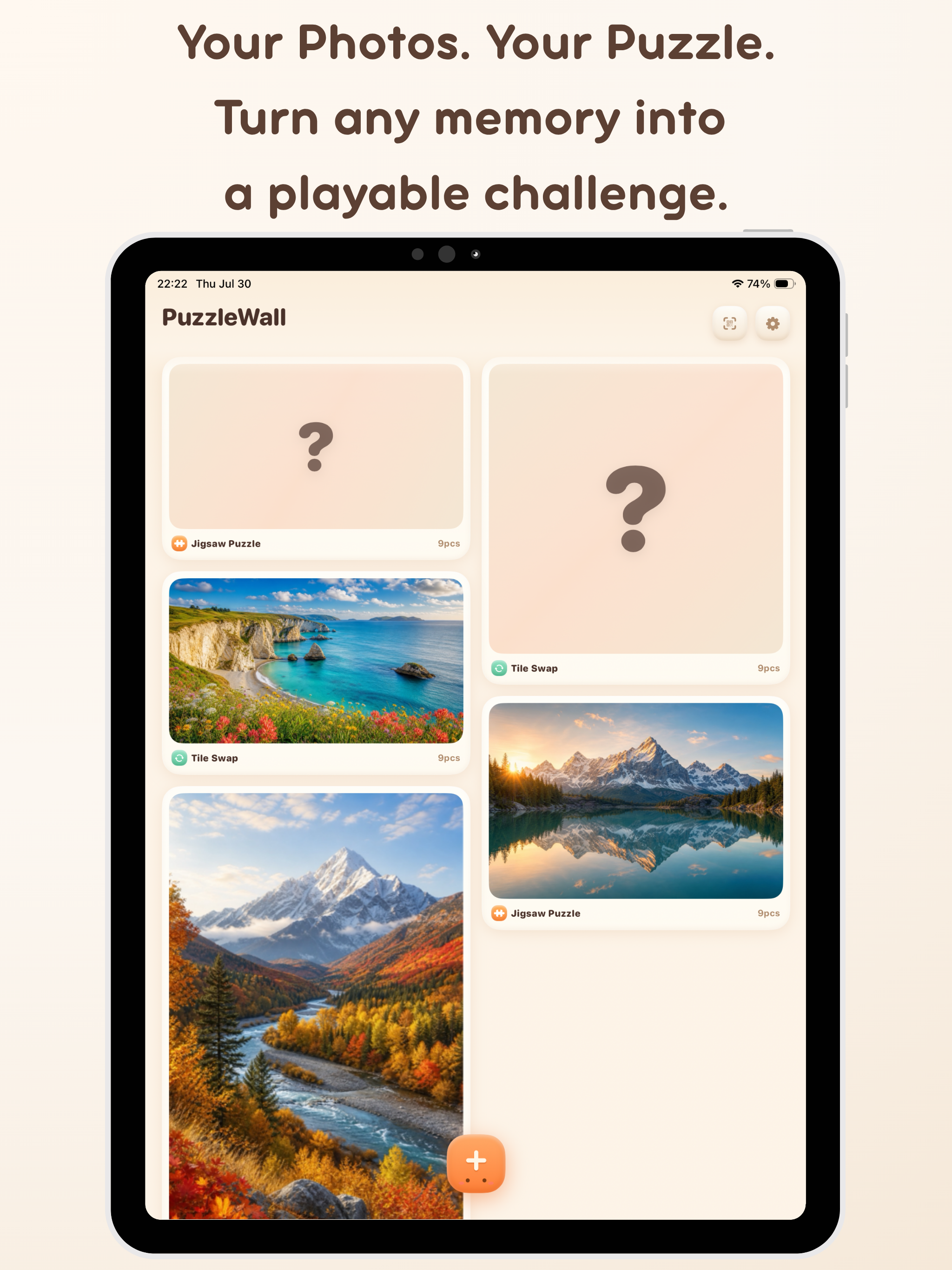 PuzzleWall photo library showing puzzles made from personal photos