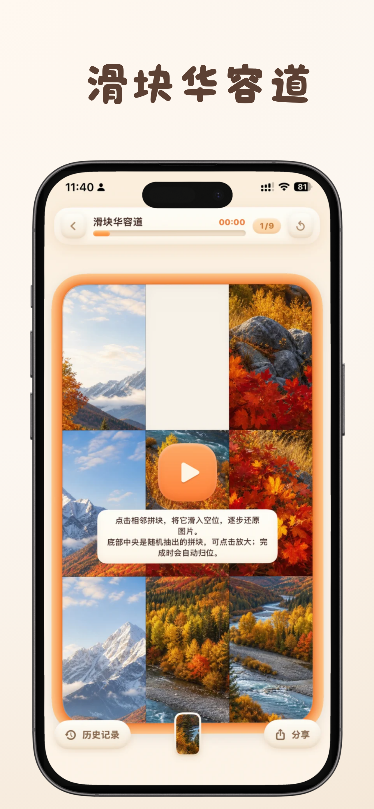 拼好图 iPhone screenshot showing 通过面对面传输、拼图文件、iCloud 或约一小时有效的浏览器链接继续分享；核心玩法无广告，PuzzleWall Pro 可通过 App 内购买解锁更多玩法与自定义选项